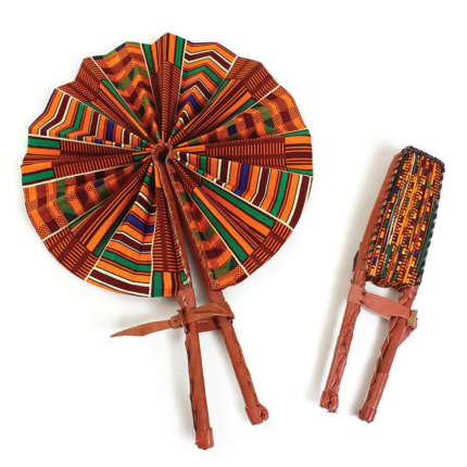 African TV African Fabric Handmade Folding Fan, African Hand-held Folding Fan