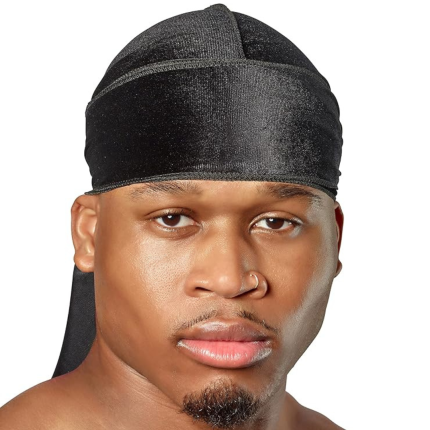 Silky Durag - Black | Perfect for Waves, Braids & Locs | Premium Silk