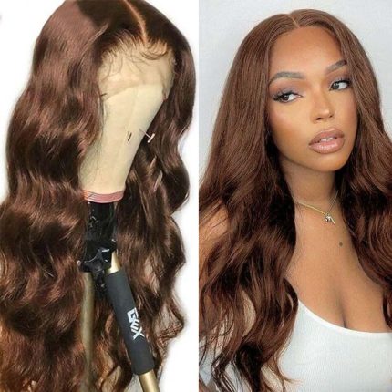 13x4 Lace Body Wave Human Hair Pre Plucked Wigs #4 Dark Brown Chocolate Color